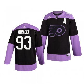 Philadelphia Flyers Jakub Voracek #93 Black Hockey Fights Cancer Practice Jersey