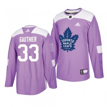 Toronto Maple Leafs Frederik Gauthier #33 Lavender 2018 Hockey Fights Cancer Adidas Practice Jersey