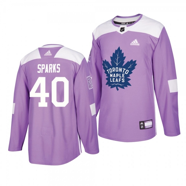 Toronto Maple Leafs Garret Sparks #40 Lavender 2018 Hockey Fights Cancer Adidas Practice Jersey