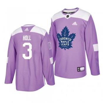 Toronto Maple Leafs Justin Holl #3 Lavender 2018 Hockey Fights Cancer Adidas Practice Jersey