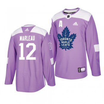 Toronto Maple Leafs Patrick Marleau #12 Lavender 2018 Hockey Fights Cancer Warmup Practice Jersey