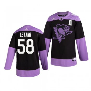 Pittsburgh Penguins Kris Letang #58 Black Hockey Fights Cancer Practice Jersey