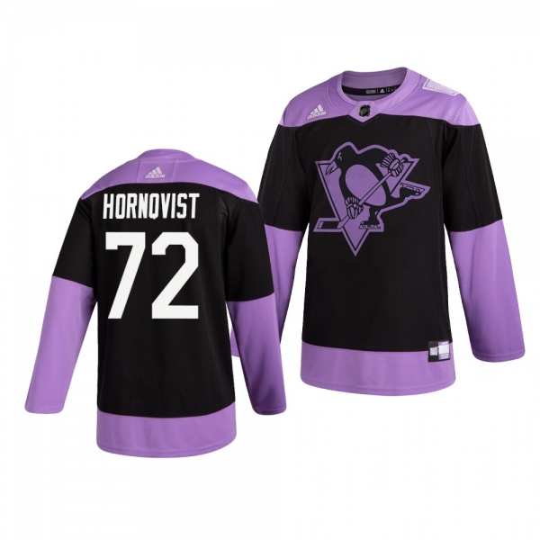 Pittsburgh Penguins Patric Hornqvist #72 Black Hockey Fights Cancer Practice Jersey