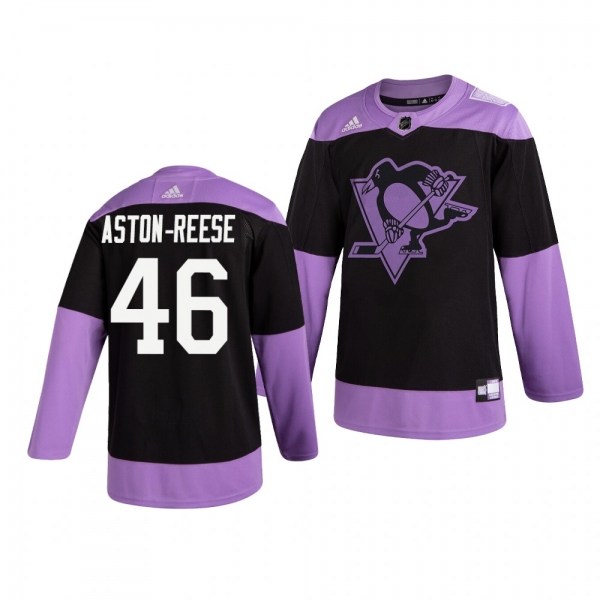 Pittsburgh Penguins Zach Aston-Reese #46 Black Hockey Fights Cancer Practice Jersey