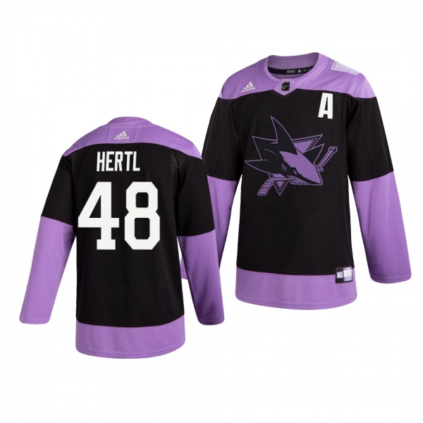 San Jose Sharks Tomas Hertl #48 Black Hockey Fights Cancer Practice Jersey