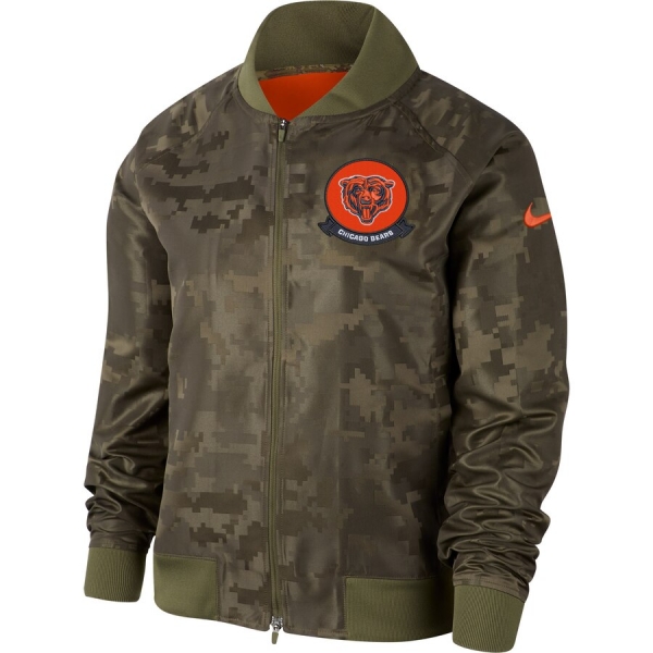 Women's Chicago Bears Nike Olive 2019 Salute to Service Full-Zip Bomber Jacket