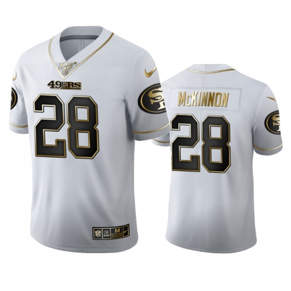 Jerick McKinnon 49ers White 100th Season Golden Edition Jersey