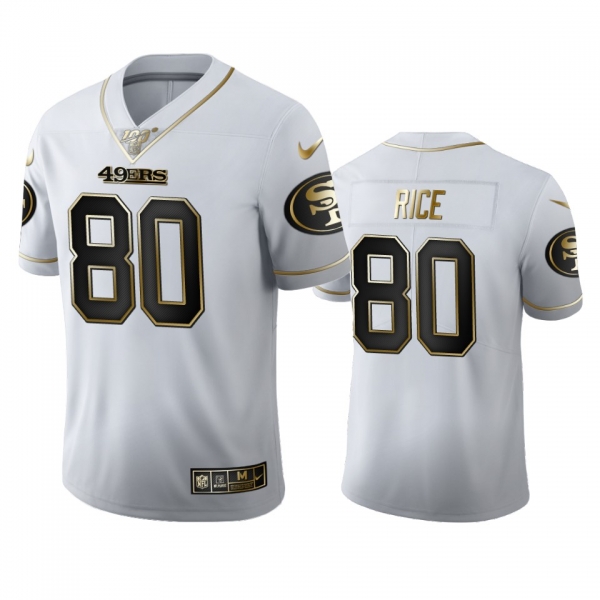 Jerry Rice 49ers White 100th Season Golden Edition Jersey