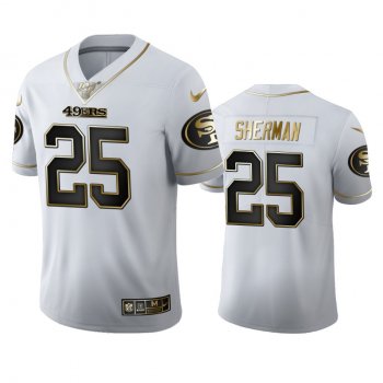 Richard Sherman 49ers White 100th Season Golden Edition Jersey