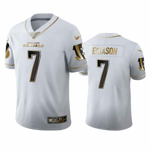 Boomer Esiason Bengals White 100th Season Golden Edition Jersey