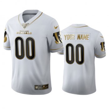 Custom Bengals White 100th Season Golden Edition Jersey