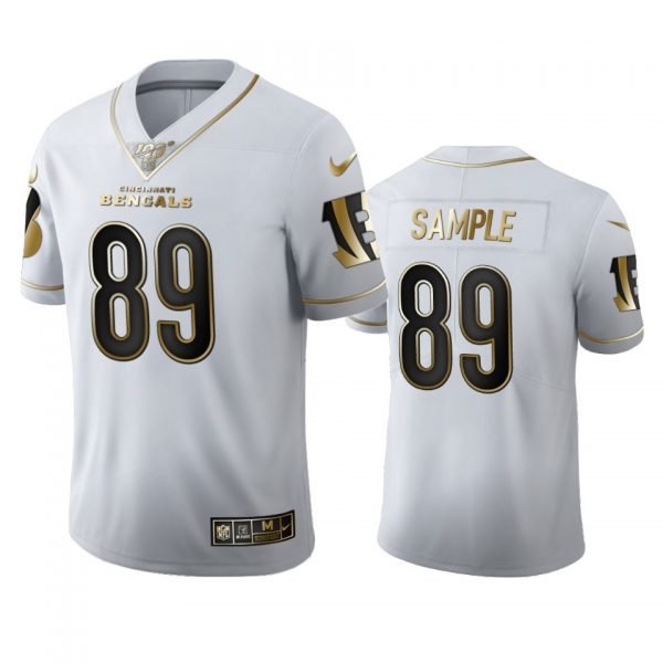 Drew Sample Bengals White 100th Season Golden Edition Jersey