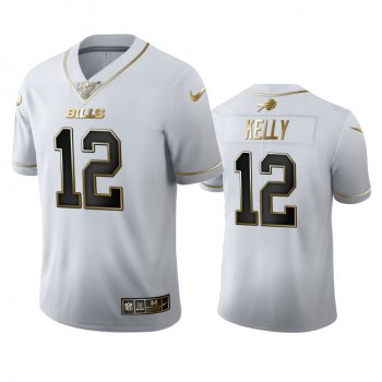 Jim Kelly Bills White 100th Season Golden Edition Jersey