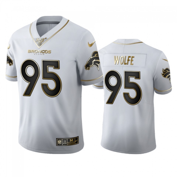 Derek Wolfe Broncos White 100th Season Golden Edition Jersey