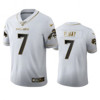 John Elway Broncos White 100th Season Golden Edition Jersey