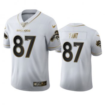 Noah Fant Broncos White 100th Season Golden Edition Jersey