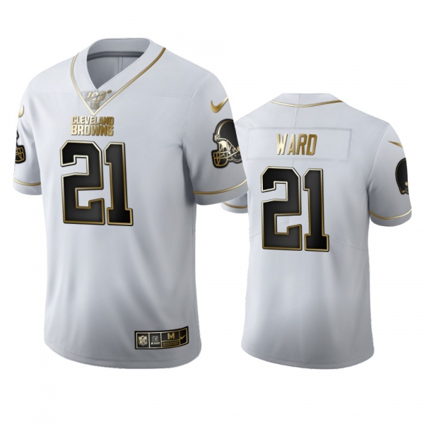 Denzel Ward Browns White 100th Season Golden Edition Jersey