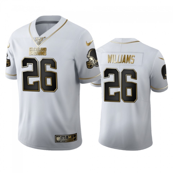 Greedy Williams Browns White 100th Season Golden Edition Jersey