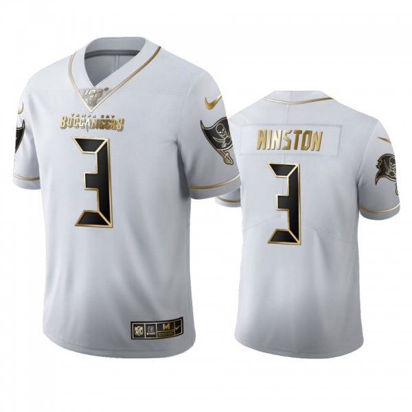 Jameis Winston Buccaneers White 100th Season Golden Edition Jersey