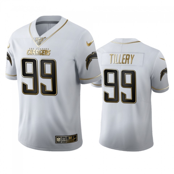 Jerry Tillery Chargers White 100th Season Golden Edition Jersey