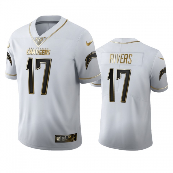 Philip Rivers Chargers White 100th Season Golden Edition Jersey