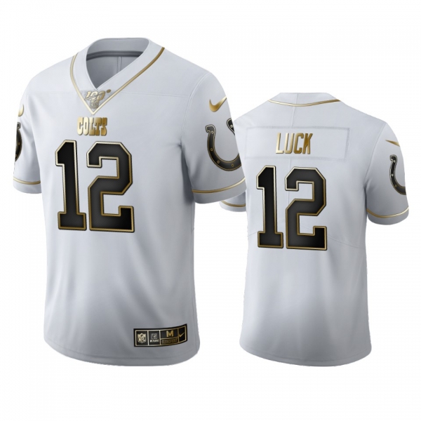 Andrew Luck Colts White 100th Season Golden Edition Jersey