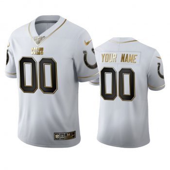 Custom Colts White 100th Season Golden Edition Jersey