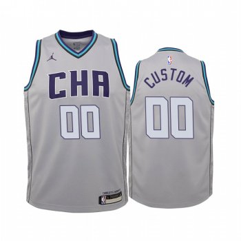 Youth Hornets Custom Jersey City Edition Finished Gray 2019-20