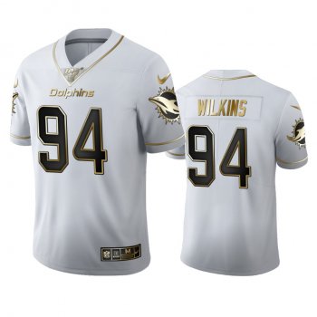 Christian Wilkins Dolphins White 100th Season Golden Edition Jersey