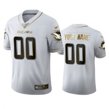 Custom Dolphins White 100th Season Golden Edition Jersey