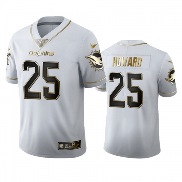 Xavien Howard Dolphins White 100th Season Golden Edition Jersey