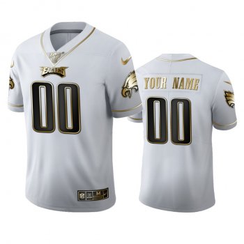 Custom Eagles White 100th Season Golden Edition Jersey