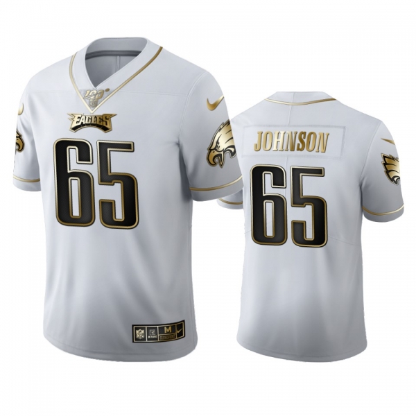 Lane Johnson Eagles White 100th Season Golden Edition Jersey