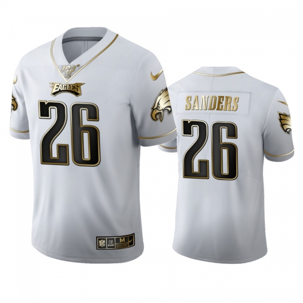 Miles Sanders Eagles White 100th Season Golden Edition Jersey