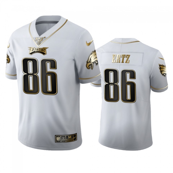 Zach Ertz Eagles White 100th Season Golden Edition Jersey