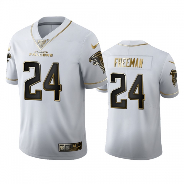 Devonta Freeman Falcons White 100th Season Golden Edition Jersey