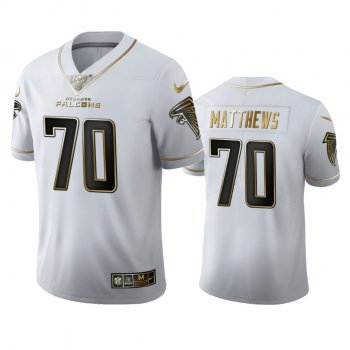 Jake Matthews Falcons White 100th Season Golden Edition Jersey