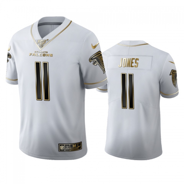 Julio Jones Falcons White 100th Season Golden Edition Jersey