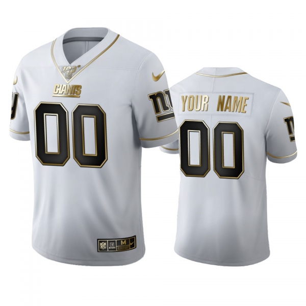 Custom Giants White 100th Season Golden Edition Jersey