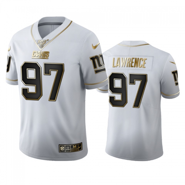 Dexter Lawrence Giants White 100th Season Golden Edition Jersey