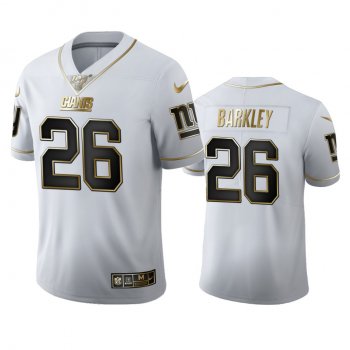 Saquon Barkley Giants White 100th Season Golden Edition Jersey