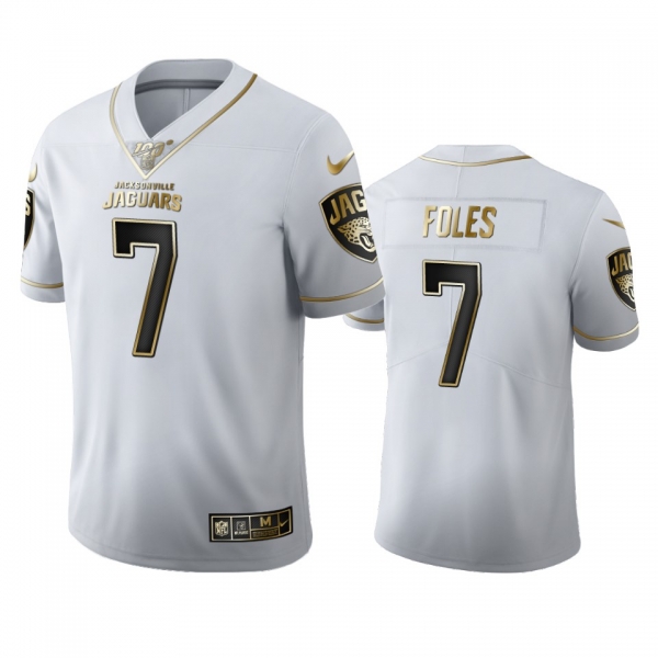 Nick Foles Jaguars White 100th Season Golden Edition Jersey