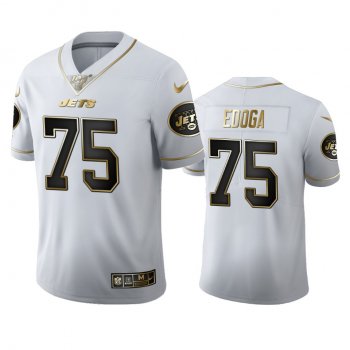 Chuma Edoga Jets White 100th Season Golden Edition Jersey