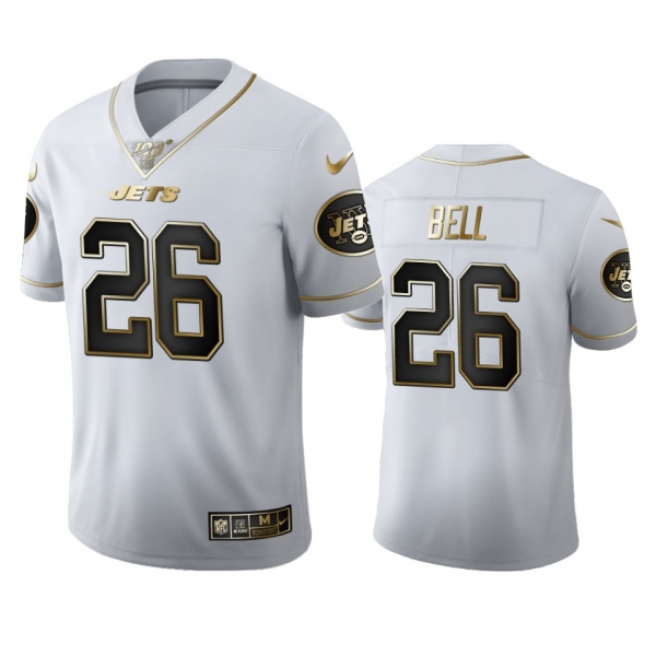 Le'Veon Bell Jets White 100th Season Golden Edition Jersey