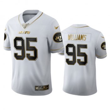 Quinnen Williams Jets White 100th Season Golden Edition Jersey