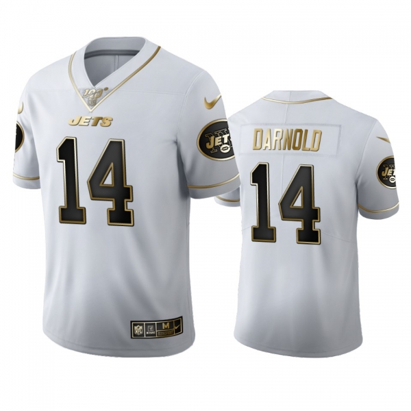 Sam Darnold Jets White 100th Season Golden Edition Jersey