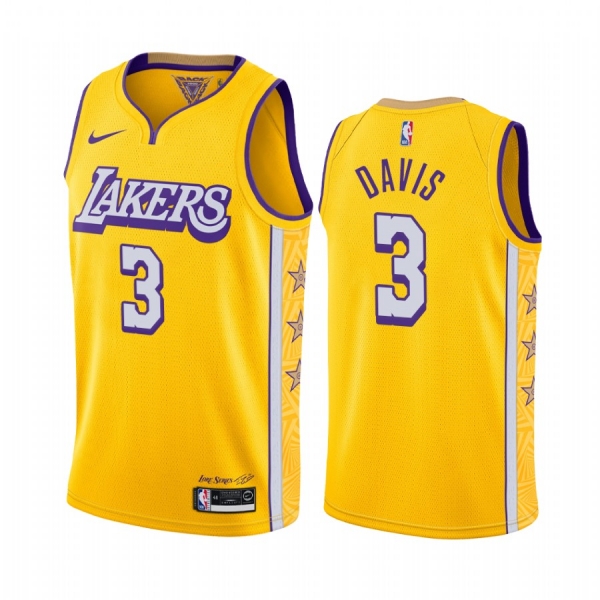 Anthony Davis Los Angeles Lakers 2019-20 City Edition Yellow Jersey