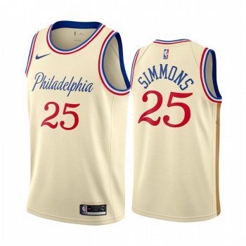 Ben Simmons Philadelphia 76ers 2019-20 Cream White City Edition Jersey