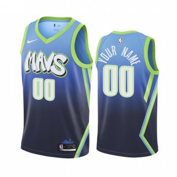 Custom Dallas Mavericks 2019-20 City Edition Blue Jersey