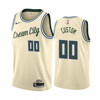 Custom Milwaukee Bucks 2019-20 Cream City Edition Jersey